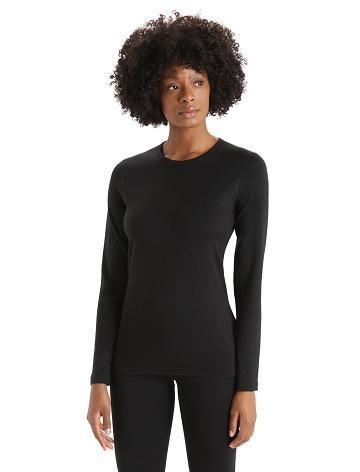 Une pièce Icebreaker Merino 200 Oasis Long Sleeve Crewe Thermal Top Femme Noir | FR 1768HAPK